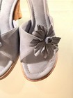 Fioni-90’s/Y2K Vintage, Blue, Leather, Floral, Open Toe Wedge Heel Sandal Size 7 — photo 3