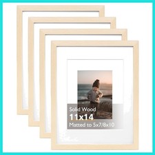 11x14 Picture Frame White Oak, Solid Light Wood Frames with Acrylic Plexiglas...