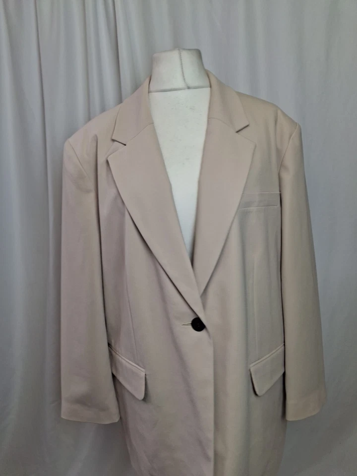 PRIMARK Women's Jacket Blazer Beige Single Breasted Size UK20 E4318 - Image 2 of 4
