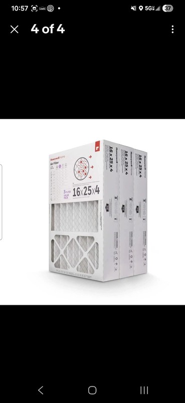 Honeywell Home 16x25x4 MERV 8, AC Furnace Air Filter, 1 PACK (CF408F1625-1PKA...