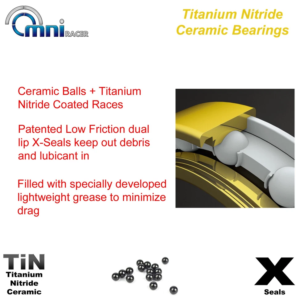 Rodamiento de cerámica de titanio TiN más ligero OMNI Racer Worlds: 6803, 61803: 17x26x5 mm Foto 4 de 4