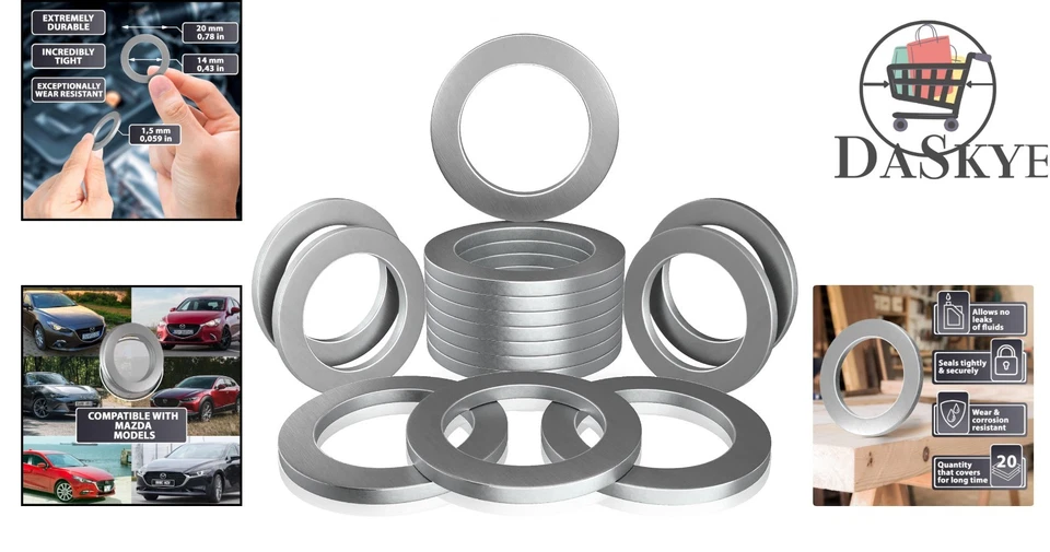 Durable 15-Pack Oil Drain Plug Washers for Mazda - Leak-Resistant & Reliable Foto 2 de 4