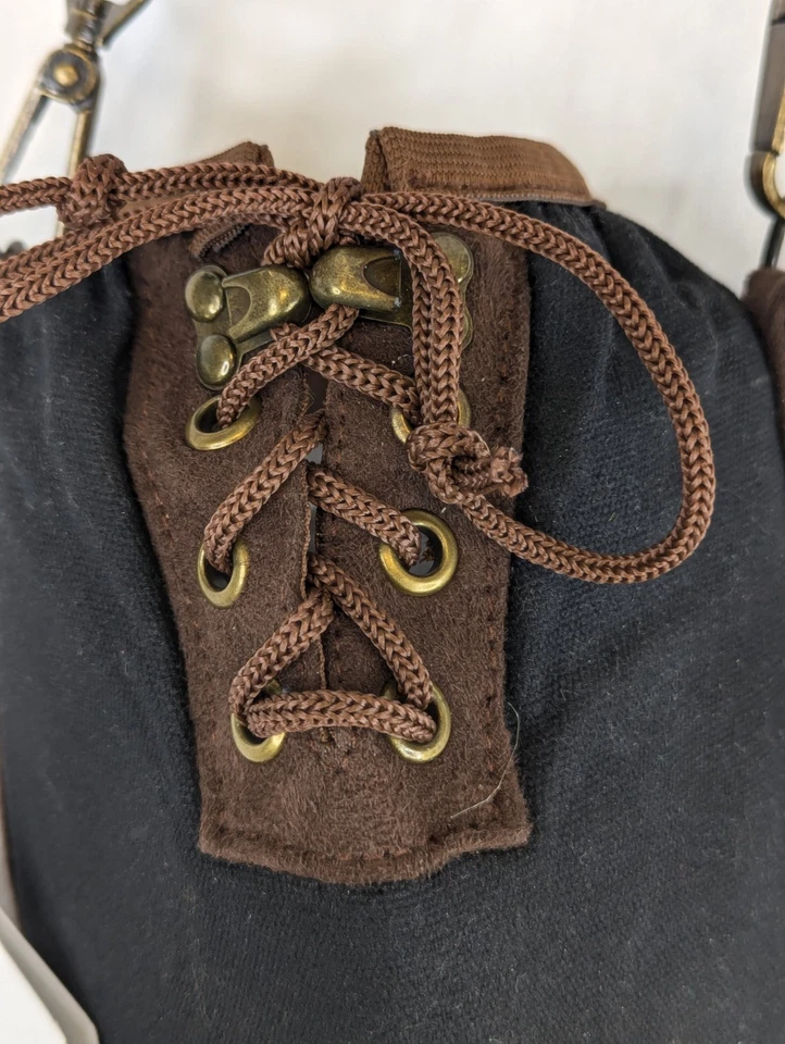 Bolso de hombro ajustable Growler aislado Picnic Time negro marrón de lona Foto 3 de 4