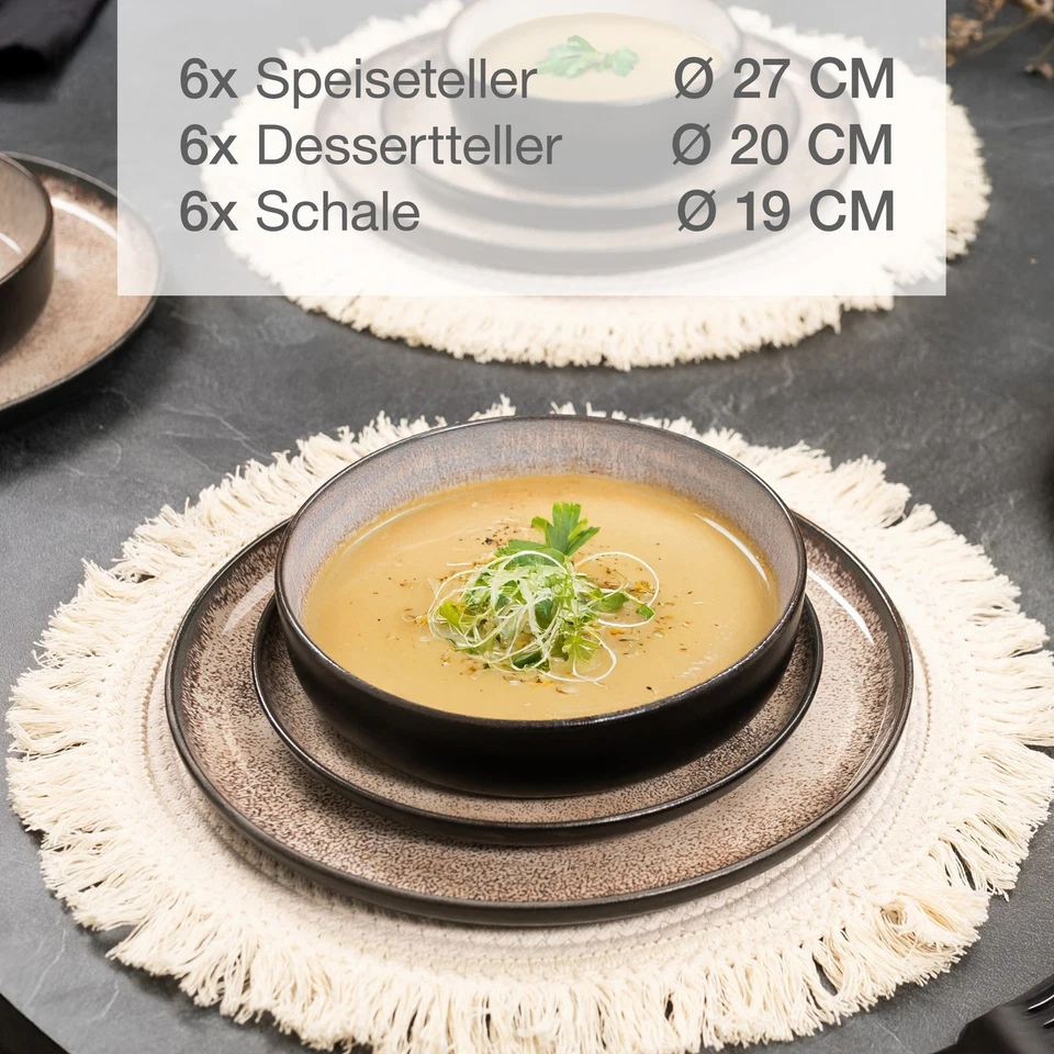 VIDA 18-teiliges Geschirrset Tafelservice 6 Personen Kombiservice - Bild 3 von 4