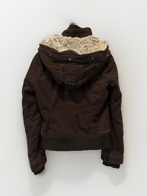 Vintage Abercrombie & Fitch Bomber Jacket Womens L Brown Faux Fur