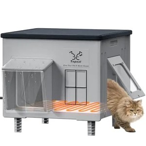 Indestructible Heated Cat House for Outside - Water + Weatherproof  New Open box