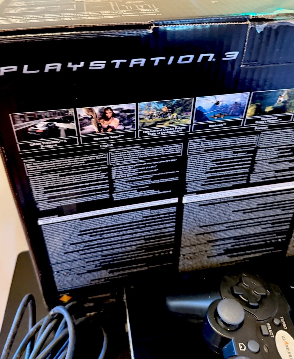 Sony PlayStation 3 PS3 Black 80GB Powers On-Shuts Off Org. Box
