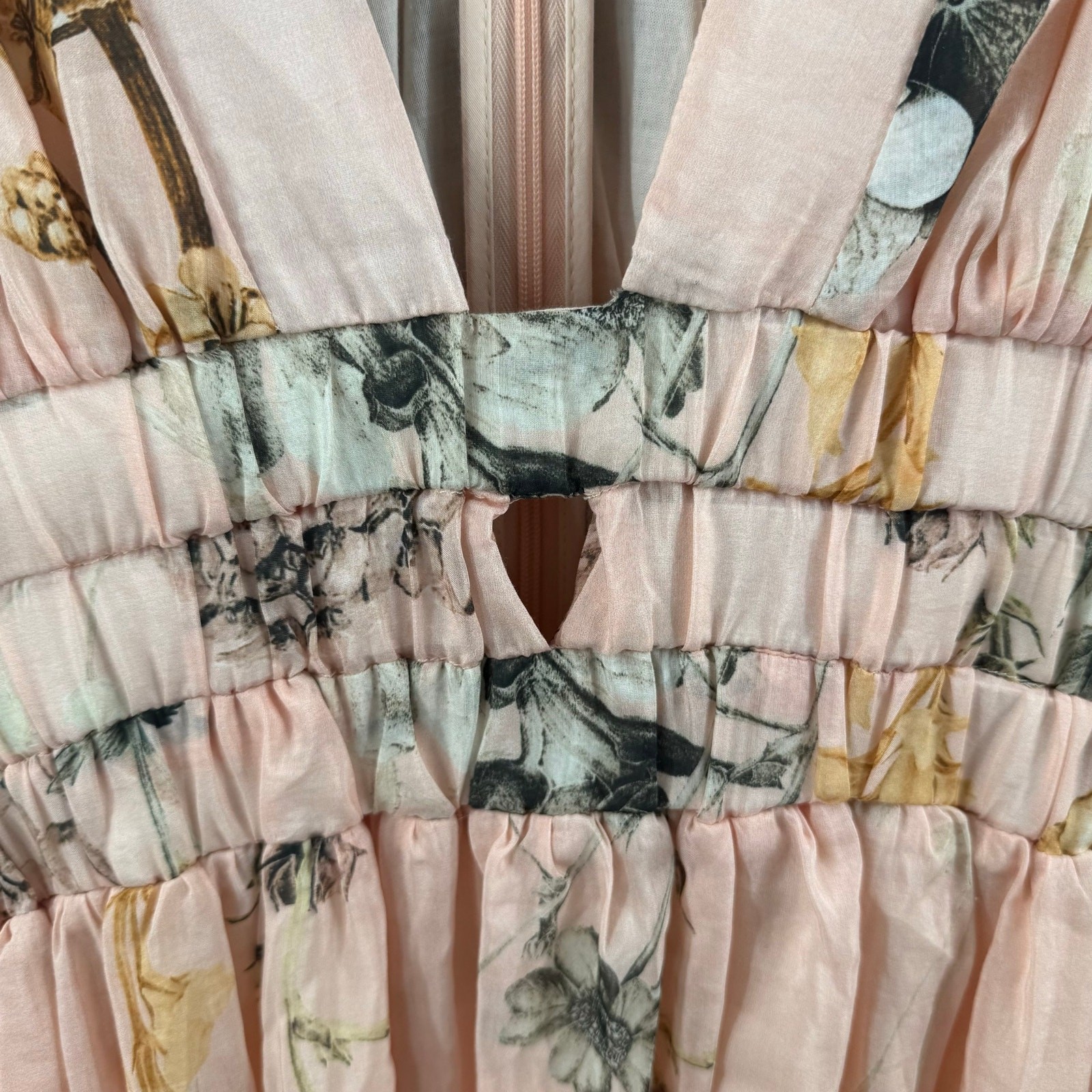 Karen Millen Rui Jiang Dress Women's SZ 6 NWT Botanical Pink Silk Cotton Maxi