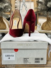 Jimmy Choo Lizard Printed Velvet Stiletto Pumps Size 40 Bordeaux