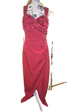 Lipsy Red Evening Gown   Pleated Bodice  Draped Maxi Skirt   UK Size 12   New W