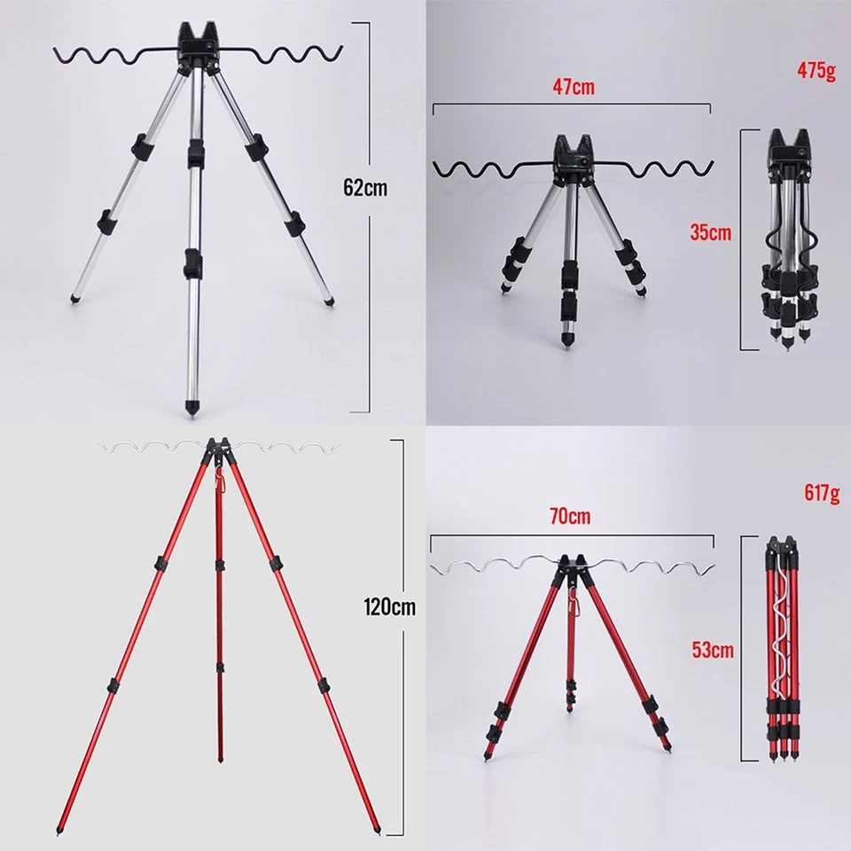 For Manuale Canne da Pesca Supporto Attrezzatura Pieghevole Argento/Rosso / Bule - Immagine 4 di 4