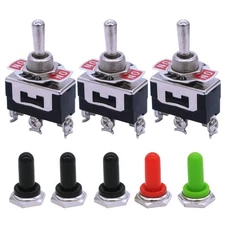 Mxuteuk 3Pcs Momentary Toggle Switch Spdt (On)/off/(on) 3 Pin 3 Positi