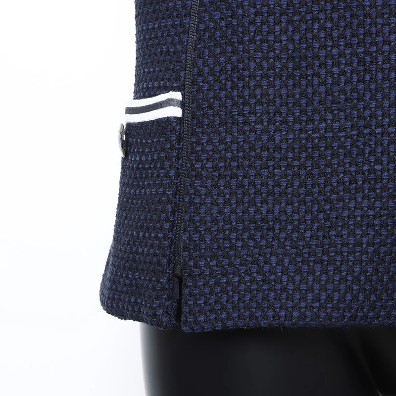 Giacca CHANEL 01A COCO Mark bottoni zip 38 blu navy WS8234