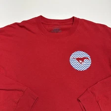 SMU Mustangs Men Large Tee T-Shirt Red Long Sleeve Pony Up Southern Methodist