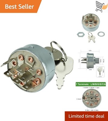Ignition Switch 4-Position Universal Replacement for Mowers with 2 Keys