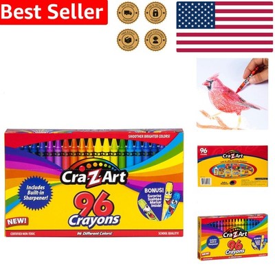 Crayons 96 Count Multicolor Art Box Built-in Sharpener Kids Creative Play