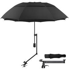 UPF 50 Golf Umbrella with Adjustable Universal Clamp Portable Umbrellas for ...