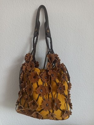 Vintage Lucky Brand Tasche mit wunderschönen Wildlederblumen  Y2K / Boho Traum
