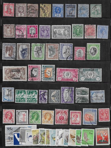 59 British Colonies Stamps from Quality Old Antique Album