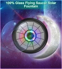 Solar Fountain 2025 Upgraded UFO Colorful Lights 5W Water Pump 7 Nozzles 4 Decor