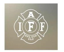 TWO 4" IAFF die dye cut new vinyl Decal sticker fire fighter plain clear S037