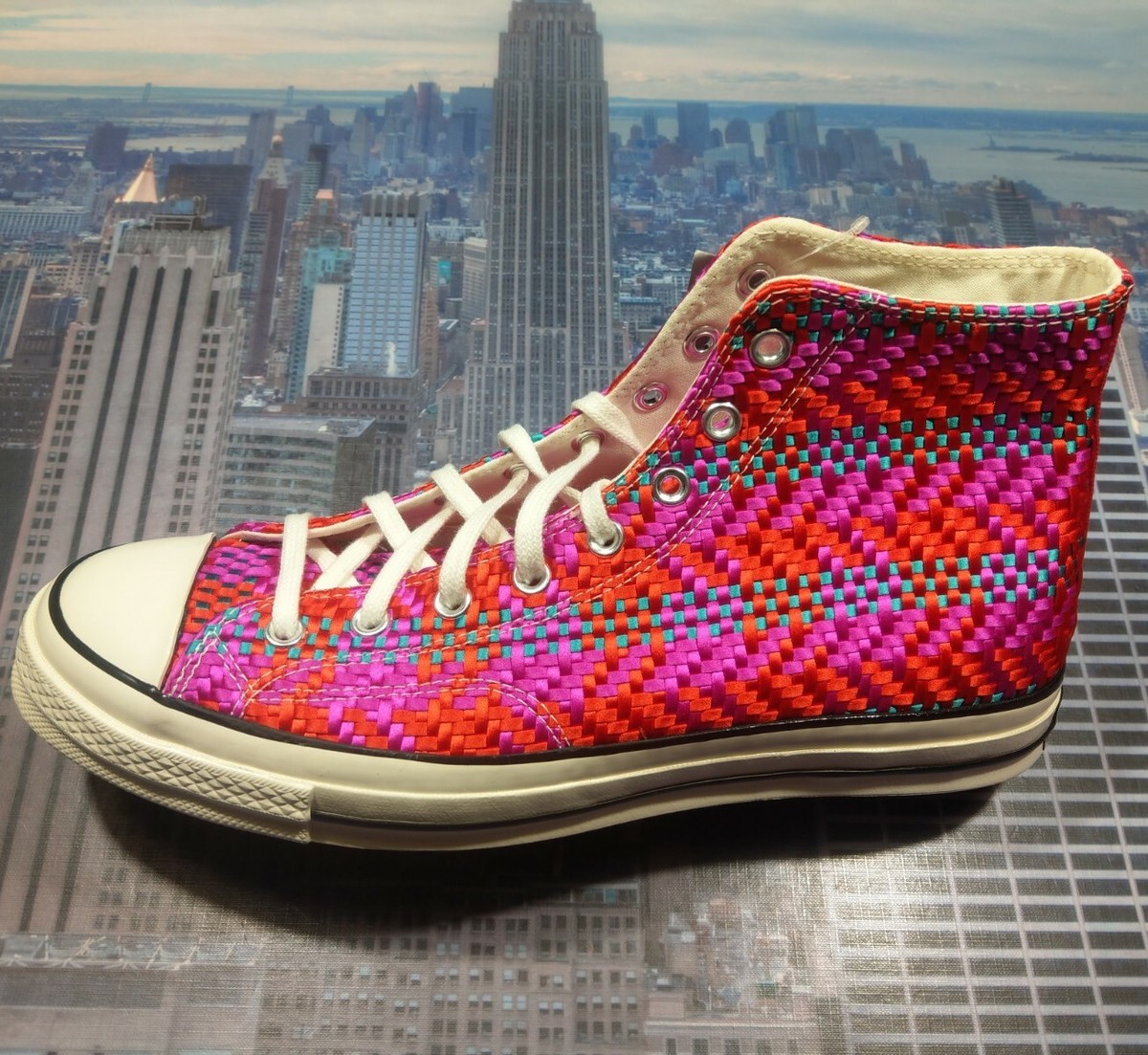 Converse Chuck 70 High Top Culture Weave Cherry Red Pink Pop Size 10 167990c New Converse 70 Culture Weave - Cherry, Pop, Rapid, Egret  main image 2