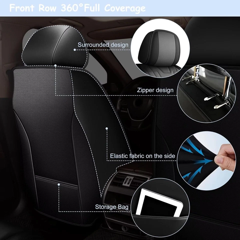 Car Seat Covers Full Set Faux Leather Waterproof Set Fit for Acura ZDX 2006-2025 Foto 3 de 4