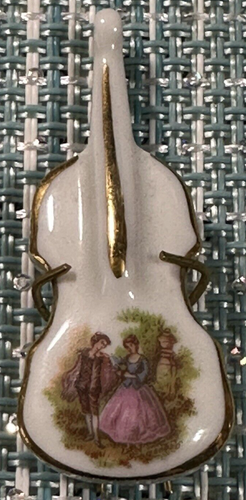 Limoges France VIOLIN 2" MINIATURE FROM LONG ESTATE SALE STORAGE - Picture 2 of 4