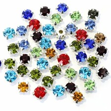 200pcs 4mm Glass Round Sew On Rhinestones With Silver Claw Flatback For Crafts