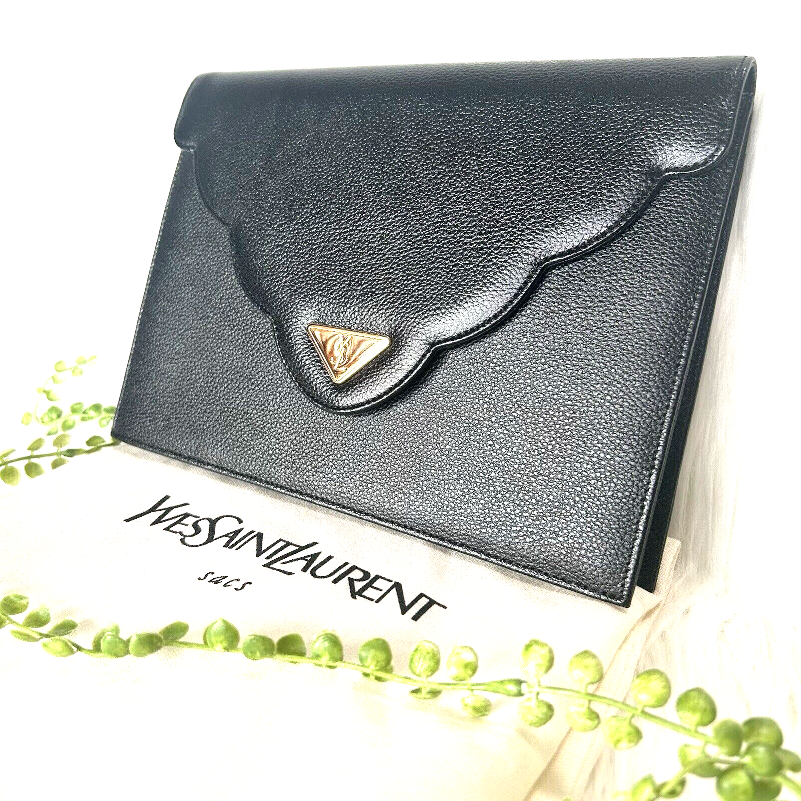 Borsa pochette Yves Saint Laurent in pelle nera borsa YSL *Rango AA Rara!*
