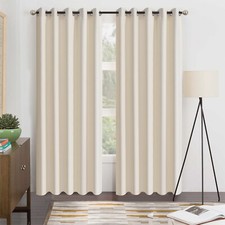 ROOEE Insulated Heavy Thick Blackout Curtains Eyelet Ring Top Pair Panel Curtain