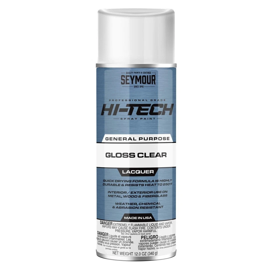 Seymour 16-821 | Hi-Tech Lacquer Paint, Gloss Clear, 12 oz. Aerosol Can