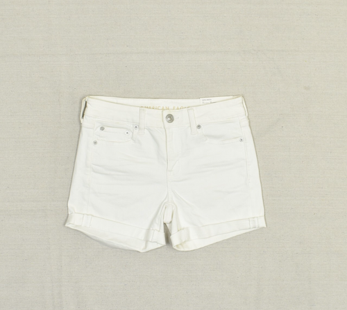 NEW American Eagle Women Denim Shorts Cotton White Size 4/27W Midi Super Stretch