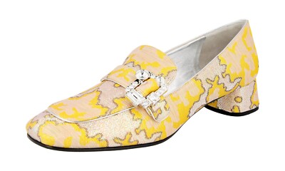 PRADA Jacquard LUREX CRYSTAL Brooch Glamour70s  Pumps - 1D450I NEU