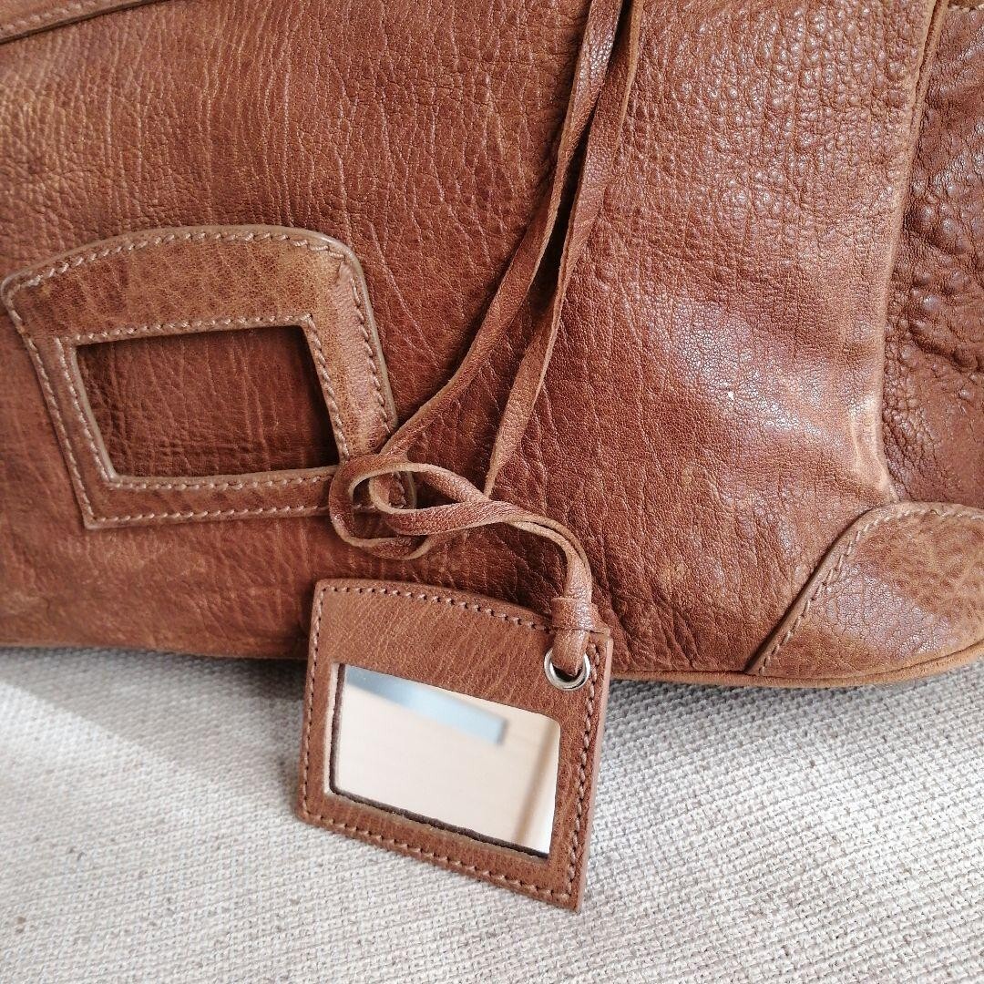 BALENCIAGA Leather Hand Bag Mini Boston Brown Key lock latch