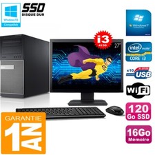 PC Tour DELL 9020 Core I3-4130 Ram 16Go Disque 120 Go SSD Wifi W7 Ecran 27