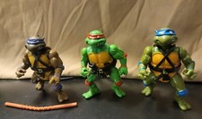 Vintage 1990 TMNT Regular Soft Head Donatello Leonardo Raphael Figures. 