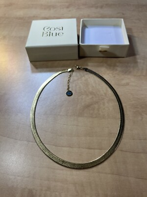 Gold Tone Custome Jewelry Herringbone Necklace In Original Box 