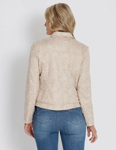 Biker Jacket Suede Table Eight Size 18 Nude Gold Zip Pockets Animal Womens R$150 - Picture 6 of 8