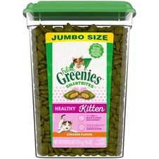 Feline Greenies Smartbites Healthy Kitten Treats Chicken 1 Pound Dual Texture