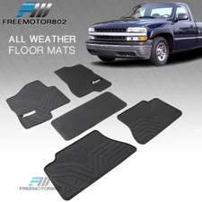 Fits 99-06 Silverado 1500 Crew Cab Latex Floor Mats All Season Black Carpets 5PC