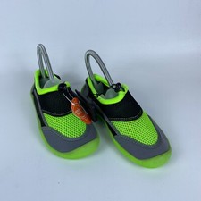 Wonder Nation Water Swim Shoes Shoes Kids Size 2-3 Green Black Gray Mesh Upper