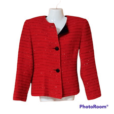 PSI Vintage Red Tailor Fit Cropped Short Blazer Sz 8 Dress Jacket