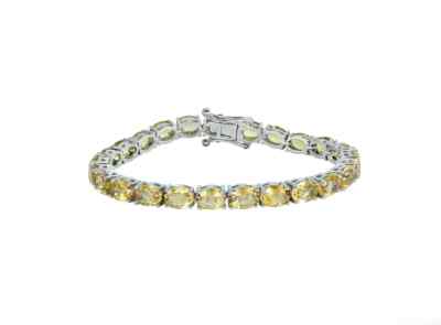 15,50 ct Ovalschliff Citrin Laborgefertigt Tennisarmband 7'' in 925 Sterlingsilber