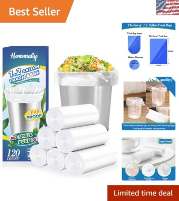 1.2 Gallon 120 Count Clear Trash Bags - Strong & Eco-Friendly Waste Solution