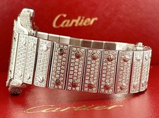 Cartier Santos Men's 40mm Large Model Steel Watch Roman Iced Out 10ct Diamonds 4