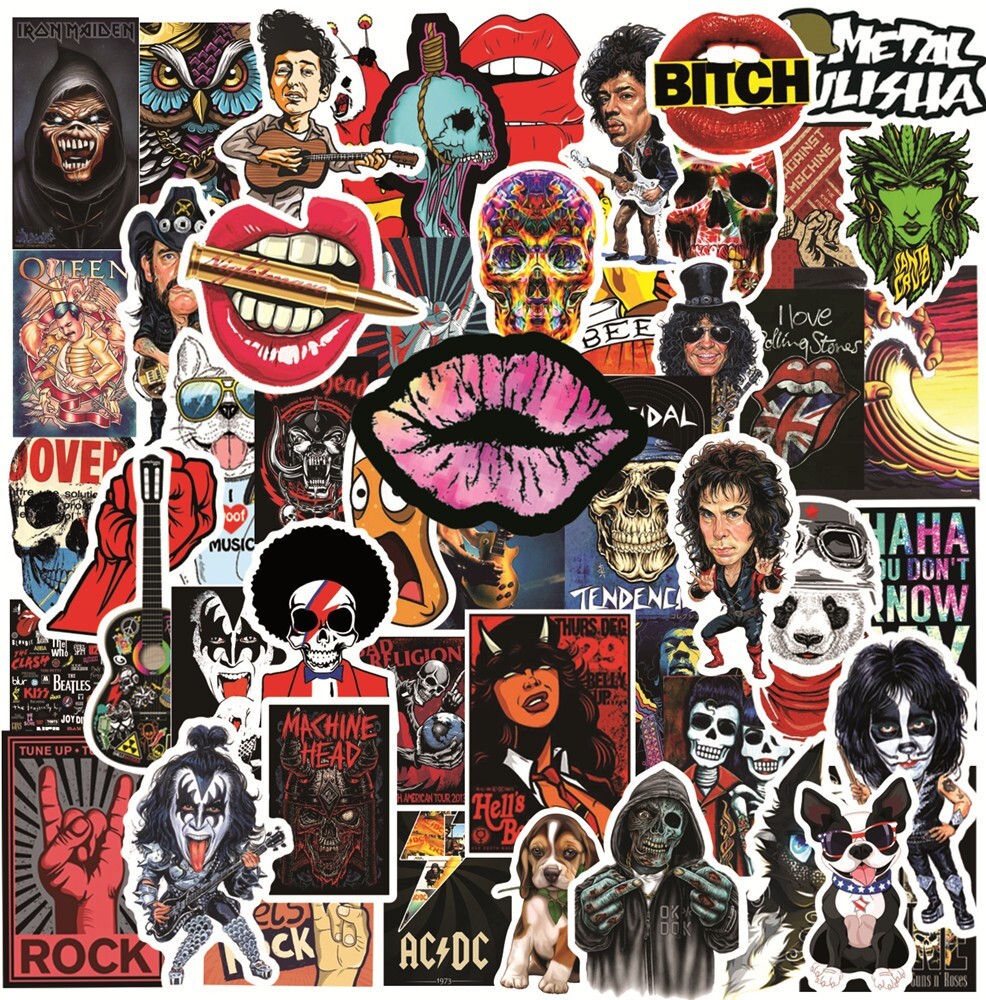 100pcs Rock N Roll STICKER, Music Metal Rock Heavy metal Punk Stickers ...