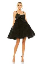 Mac Duggal Black Bow Front Tulle Mini Dress Size 4 $698