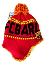 FCB Barcelona New Beanie Pom and Tassels Soccer Football Club La Liga 