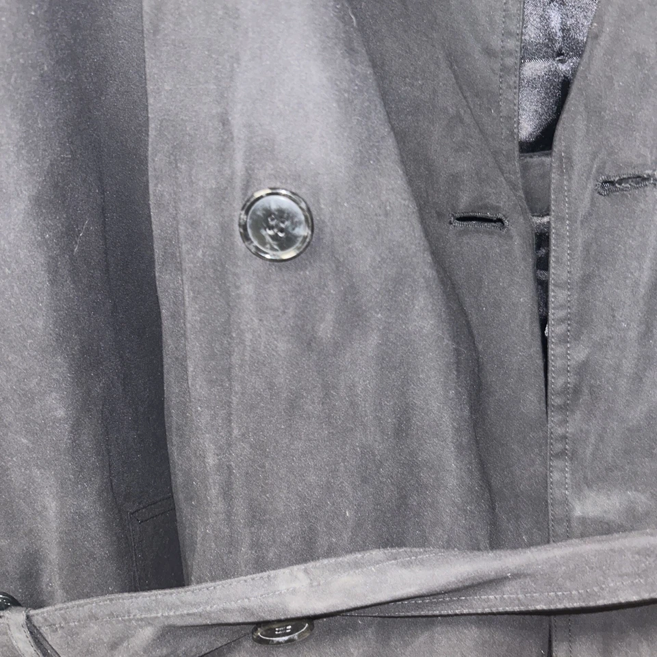 Vintage Pierre Cardin Long Trench Coat Mens 42R Double Breasted Belt Black Liner - Image 3 of 4